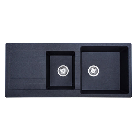 Basins Modern National Ria One & Half Bowl Granite Sink Colour: Black Graphite Place & Palette