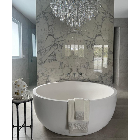 Baths Pietra Bianca Romeo Bath Colour: Malibu Solid Size: 1500 Dia x600 Place & Palette