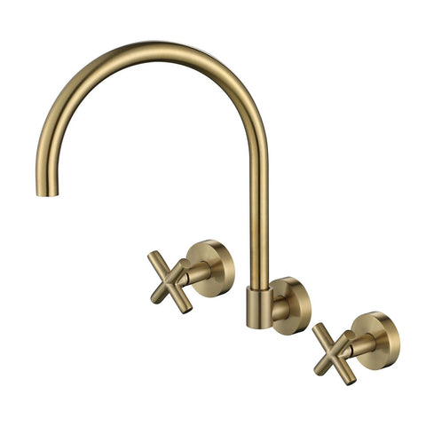 Tapware Modern National Ryker Wall Sink Set Colour: Pvd Brushed Bronze Place & Palette