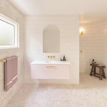 Saba Wall Hung Vanity with Silksurface Top & White Gloss Under Counter Basin-Vanities-Timberline-place-and-palette