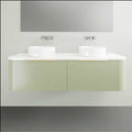 Vanities Timberline Santos Wall Hung Vanity with Silksurface Top & White Gloss Above Counter Basin Size: L 1500mm Double Bowl Place & Palette