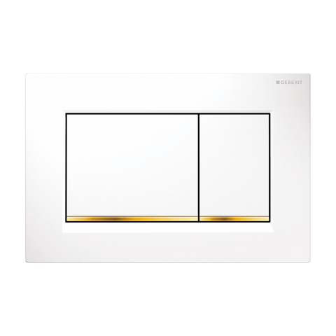 Sigma 30 Flush Plate-Toilets-BelBagno-White Plate and Gold Trim-place-and-palette