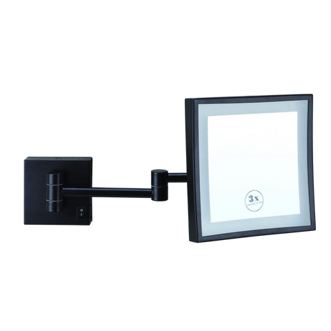 Mirrors Thermogroup Square Wall-Mounted Magnifying Mirror (No Light) Colour: Black Size: 3x Magnification Place & Palette