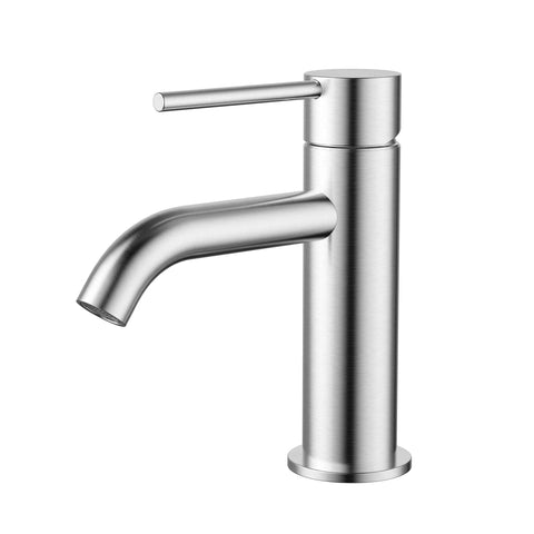 Tapware Modern National Star Mini Basin Mixer Style: Curved Spout Colour: Electroplated Brushed Chrome Place & Palette