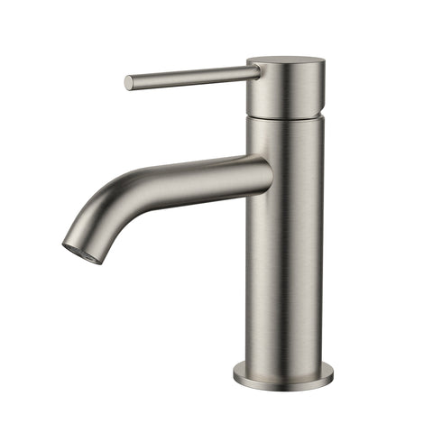 Tapware Modern National Star Mini Basin Mixer Style: Curved Spout Colour: Pvd Brushed Nickel Place & Palette