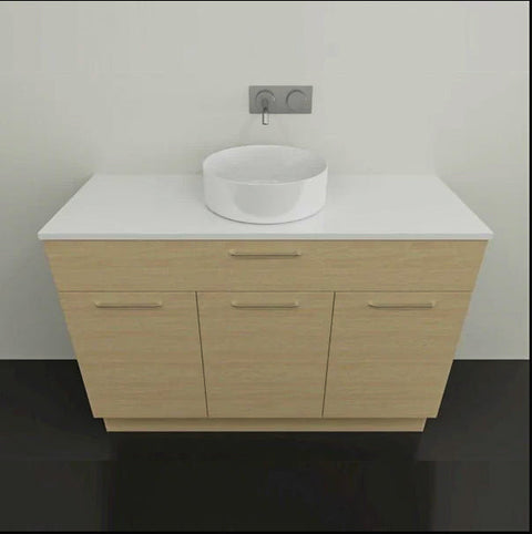 Taylor Floor Standing Vanity with Silksurface Top & White Gloss Above Counter Basin-Vanities-Timberline-L 1200mm Centre Bowl-place-and-palette