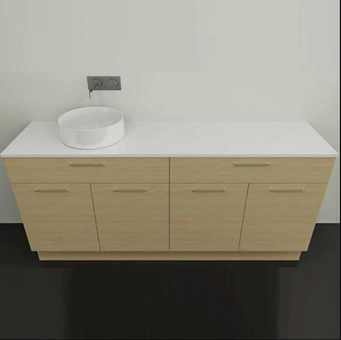 Taylor Floor Standing Vanity with Silksurface Top & White Gloss Above Counter Basin-Vanities-Timberline-L 1800mm Left-hand Offset Bowl-place-and-palette