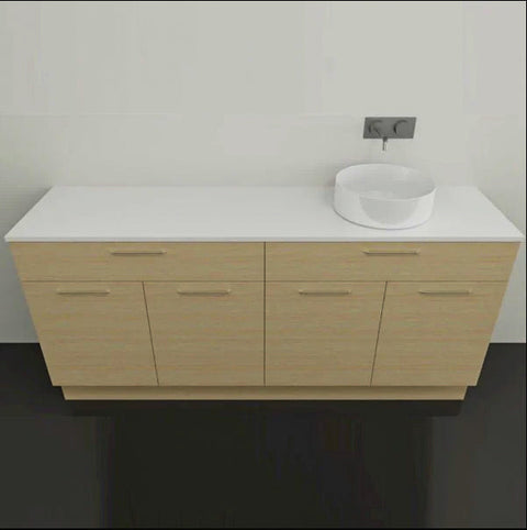 Taylor Floor Standing Vanity with Silksurface Top & White Gloss Above Counter Basin-Vanities-Timberline-L 1800mm Right-hand Offset Bowl-place-and-palette