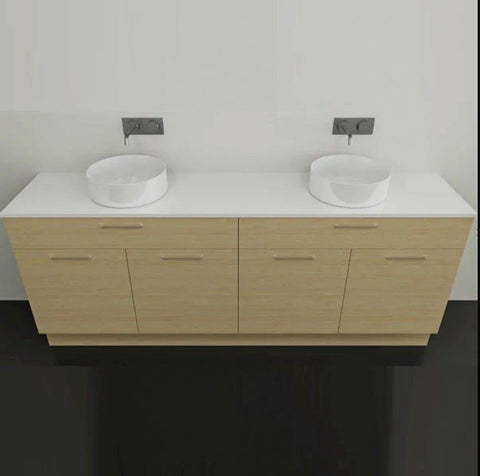 Taylor Floor Standing Vanity with Silksurface Top & White Gloss Above Counter Basin-Vanities-Timberline-L 2100mm Double Bowl-place-and-palette