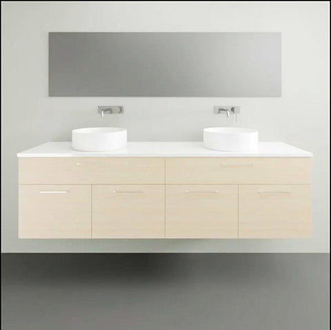 Taylor Wall Hung Vanity with Silksurface Top & White Gloss Above Counter Basin-Vanities-Timberline-L 1800mm Double Bowl-place-and-palette