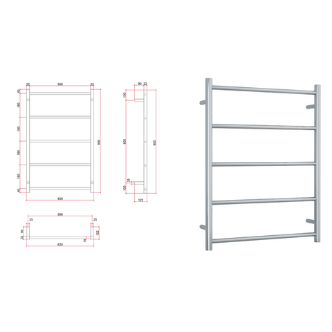 Thermorail Non-Heated Ladder Towel Rail - 5 Bars-Accessories-Thermogroup-place-and-palette