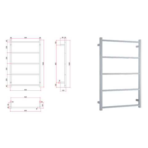 Thermorail Non-Heated Ladder Towel Rail - 5 Bars-Accessories-Thermogroup-place-and-palette