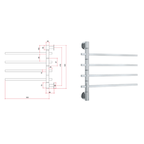 Thermorail Non-Heated Swivel Towel Rail - 4 Bars-Accessories-Thermogroup-place-and-palette