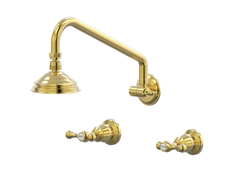 Showers ParTaps Tudor Lever Shower Set Adjustable Arm - Ceramic Disc Colour: Brushed Gold Place & Palette