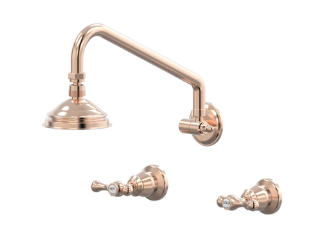 Showers ParTaps Tudor Lever Shower Set Adjustable Arm - Ceramic Disc Colour: Brushed Rose Gold Place & Palette