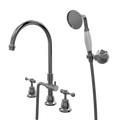 Showers ParTaps Tudor Lever Spa Set Hob Swivel Divertor Set with Handshower & Bracket - Ceramic Disc Colour: Black Sapphire Place & Palette