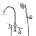 Showers ParTaps Tudor Lever Spa Set Hob Swivel Divertor Set with Handshower & Bracket - Ceramic Disc Colour: Brushed Chrome Place & Palette