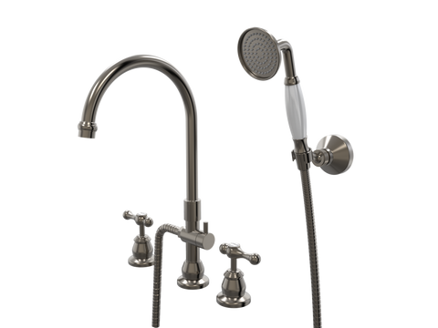 Showers ParTaps Tudor Lever Spa Set Hob Swivel Divertor Set with Handshower & Bracket - Ceramic Disc Colour: Brushed Gunmetal Place & Palette