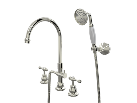 Showers ParTaps Tudor Lever Spa Set Hob Swivel Divertor Set with Handshower & Bracket - Ceramic Disc Colour: Luminick Place & Palette