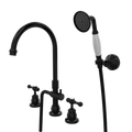 Showers ParTaps Tudor Lever Spa Set Hob Swivel Divertor Set with Handshower & Bracket - Ceramic Disc Colour: Midnight Black Place & Palette