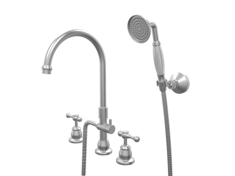 Showers ParTaps Tudor Lever Spa Set Hob Swivel Divertor Set with Handshower & Bracket - Ceramic Disc Colour: Satin Pearl Place & Palette