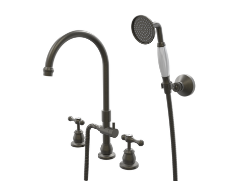 Showers ParTaps Tudor Lever Spa Set Hob Swivel Divertor Set with Handshower & Bracket - Ceramic Disc Colour: Volcanic Grey Place & Palette