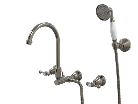 Showers ParTaps Tudor Lever Spa Set Wall Swivel Divertor Set with Handshower & Bracket - Ceramic Disc Colour: Brushed Gunmetal Place & Palette