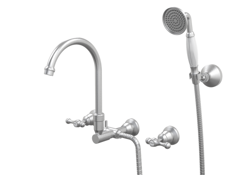 Showers ParTaps Tudor Lever Spa Set Wall Swivel Divertor Set with Handshower & Bracket - Ceramic Disc Colour: Satin Pearl Place & Palette