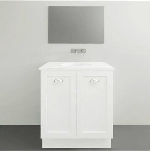 Victoria Floor Standing Vanity with Silksurface Freedom Top & White Gloss Above Counter Basin-Vanities-Timberline-L 750mm Centre Bowl-place-and-palette