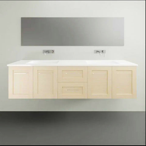 Victoria Wall Hung Vanity with Silksurface Top & White Gloss Above Counter Basin-Vanities-Timberline-L 1800mm Double Bowl-place-and-palette