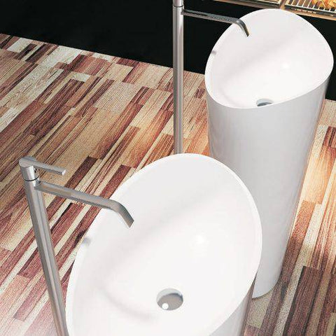 Basins Pietra Bianca Wave Freestanding Basin Colour: Malibu Solid Place & Palette