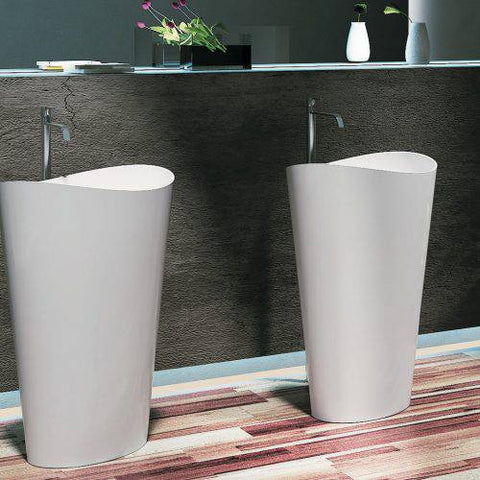 Basins Pietra Bianca Wave Freestanding Basin Colour: Malibu Solid Place & Palette