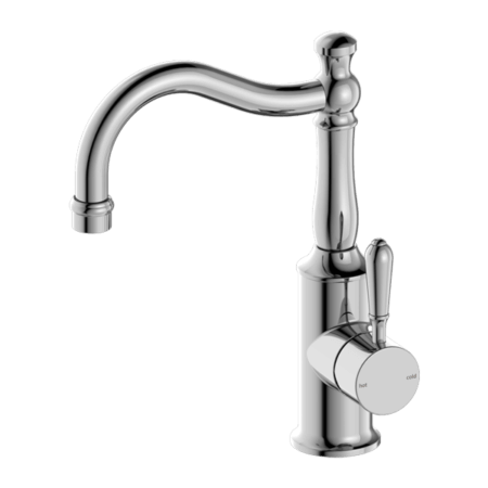 Tapware Nero York Basin Mixer Hook Spout With Metal Lever Colour: Chrome Place & Palette