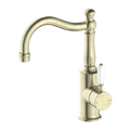 Tapware Nero York Basin Mixer Hook Spout With White Porcelain Lever Colour: Aged Brass Place & Palette