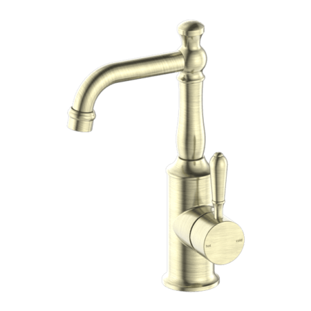 Tapware Nero York Basin Mixer With Metal Lever Colour: Aged Brass Place & Palette