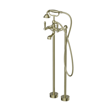 Showers Nero York Freestanding Bath Mixer With Metal Hand Shower Colour: Aged Brass Place & Palette