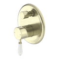Showers Nero York Shower Mixer With Divertor With White Porcelain Lever Colour: Aged Brass Place & Palette