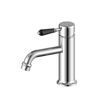 Tapware Nero York Straight Basin Mixer With Black Porcelain Lever Colour: Chrome Place & Palette