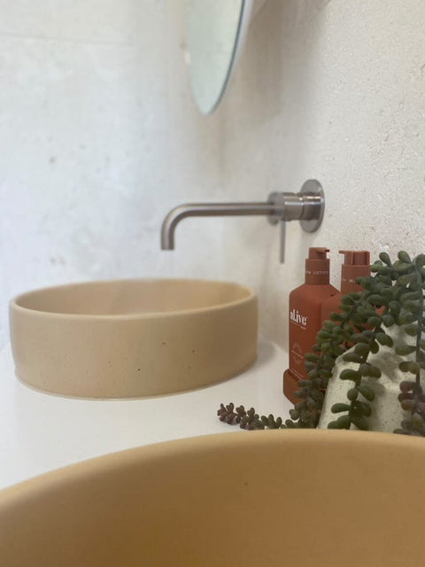 Basins Sticks & Stone Co Concrete Polished Round Basin Colour: Whitehaven Place & Palette