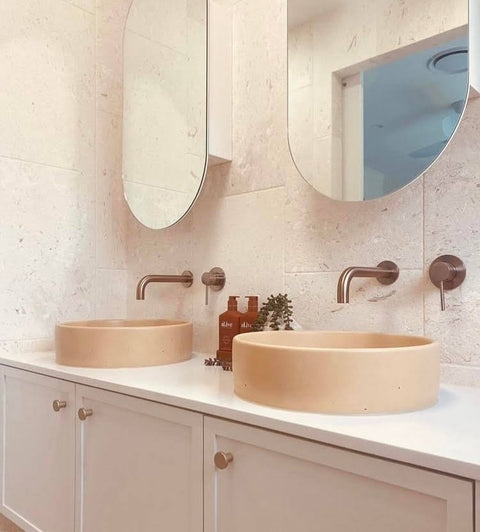 Basins Sticks & Stone Co Concrete Polished Round Basin Colour: Whitehaven Place & Palette