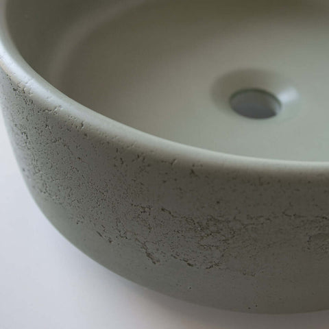 Basins Sticks & Stone Co Concrete Round Textured Basin Colour: Whitehaven Place & Palette